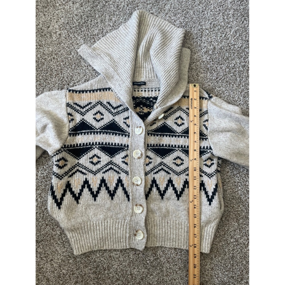 Who What Wear Fair Isle Cardigan Women S Oatmeal Sailor Collar Excellent Cropped - Picture 4 of 8